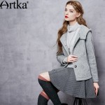 Artka Women's Autumn New Solid Color All-match Woolen Coat Vintage Hooded Drop-shoulder Sleeve Single Breasted Jacket WA10163D