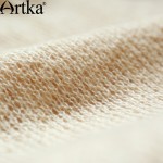 Artka Women's Autumn New Solid Color Knitting&Lace Patchwork Embroidery Dress Slash Neck Long Sleeve Slim Fit Dress LA11151Q