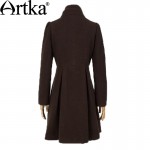 Artka Women's Autumn New Vintage Elegant Embroidery Wool Coat Bi-layered Front-opening Cinch Waist  Woolen Coat FA10149Q