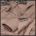 Artka Women's Autumn Winter Vintage Hooded Collar Long Sleeve Contrast Color Midi Pattern Thick Down Jacket YK12348D Artka Women's Autumn Winter Vintage Hooded Collar Long Sleeve Contrast Color Midi Pattern Thick Down Jacket YK12348D