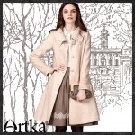 Artka Women's Autumn Winter Vintage Turn Down Collar Long Embroidery Sleeve Single Breasted Midi Pattern Wool Coat FA10240Q