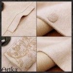 Artka Women's Autumn Winter Vintage Turn Down Collar Long Embroidery Sleeve Single Breasted Midi Pattern Wool Coat FA10240Q