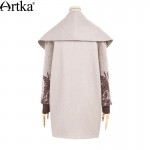 Artka Women's Autumn&Winter New Patchwork Woolen Coat Vintage Turn-down Collar Knitted Sleeve Single Button Coat FA11363Q