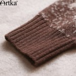 Artka Women's Autumn&Winter New Patchwork Woolen Coat Vintage Turn-down Collar Knitted Sleeve Single Button Coat FA11363Q