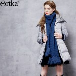 Artka Women's Autumn&Winter New Printed Down Outerwear Vintage Turn-Down Collar Long Sleeve Comfy Warm Down Coat ZK11369D