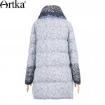 Artka Women's Autumn&Winter New Printed Down Outerwear Vintage Turn-Down Collar Long Sleeve Comfy Warm Down Coat ZK11369D