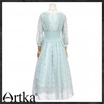 Artka Women's Cool Chiffon Dresses Lantern Sleeve & Wide Hem Design Sweet Lady Slim Lace Dresses LA18153X