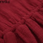 Artka Women's Retro Ethnic Red Dress 2015 Cool Summer New Arrival Vintage Lady Cotton Dresses Slim Ruffle Dresses LA14958X