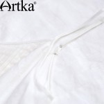 Artka Women's Spring New Boho Style Beige Drapped Spaghetti Strap Dress Vintage All-match Mid-Calf A-Line Dress LA13362C
