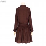 Artka Women's Spring Vintage Solid Color Elegant DressTurn-Down Collar Chiffon One-piece Slim  Dress LA10253Q 11.11