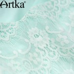 Artka Women's Summer New 2 Colors Lace Patchwork Dress Elegant V-Neck Sleeveless Empire Waist Wide Hem Dress LA11562X