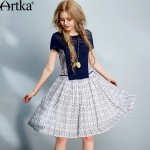Artka Women's Summer New Vintage O-Neck Short Sleeve Loose Style Knee-Length Comfy Fashion Dress LA13052X
