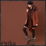 Artka Women's Top White Duck Down Thick Slim  Court Stlye Hooded Needle Winter Medium-Long Patchwork Slight Puff Coat ZK16235D