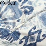 Artka Women's Winter New Ethnic Printed 90% White Duck Down Coat Vintage Hooded Long Sleeve Slim Fit Down Coat ZK16159D