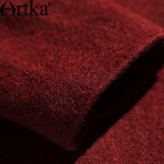 Artka Women's Winter New Solid Color Ethnic Embroidery Woolen Coat Vintage Hooded Long Sleeve Wool Outerwear FA11660Q