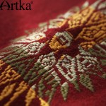 Artka Women's Winter New Solid Color Ethnic Embroidery Woolen Coat Vintage Hooded Long Sleeve Wool Outerwear FA11660Q
