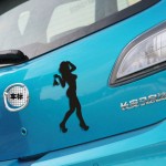 Automobile Motorcycle Funny Beautiful Sexy Woman In Bikini Decorative Wall Stickers Cartoon Car Sticker Black/Silver CT-573