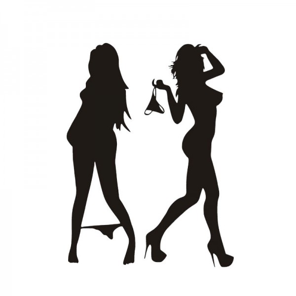 Automobile Motorcycle Funny Beautiful Sexy Woman In Bikini Decorative Wall Stickers Cartoon Car Sticker Black/Silver CT-573