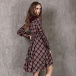 Autumn Dress 2017 Yuzi.may Boho New Cotton Women Dresses Long Ruffles Sleeve V-Neck Asymmetrical Vestidos A8166 Vestido Feminino