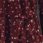 Autumn Dress Floral Print Velour Pleated High Waist Vintage Dress Oversize Long Sleeve Loose Casual Dress Vestidos