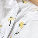 Autumn Dress White Color Embroidery Flower Plus Size Women Dress V Neck Cotton Lolita Dress vestido Size S-3XL