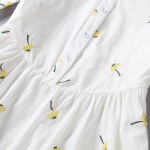 Autumn Dress White Color Embroidery Flower Plus Size Women Dress V Neck Cotton Lolita Dress vestido Size S-3XL