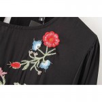 Autumn Fashion Brand Floral Embroidered Dress Women Round Neck Long Sleeve Vintage Black Dress Vestidos 2016 AAZZ8304