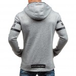 Autumn Fashion hoodies men zipper Letter print sweatshirts men's light gray hooded coat HD5285