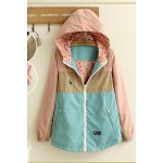 Autumn New Women Jacket Loose Pocket Zipper Cartoon Print Hooded Two Side Wear Casual Jacket Coat Female Outerwear girls gifts