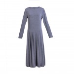 Autumn Plus Size 5XL Ankle-Length Dresses With Sashes Long Sleeve Casual Long Maxi Pleated Shirt Dress Grey Black XXXXL D63304R