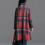 Autumn Winter 2016 Women Tunic Dress Female Vintage Plaid Asymmetry  Long Sleeve Turn Down Collar Thickening Dress Robe Vestidos