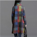 Autumn Winter 2016 Women Tunic Dress Female Vintage Plaid Asymmetry  Long Sleeve Turn Down Collar Thickening Dress Robe Vestidos