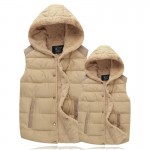 Autumn Winter Fashion Cotton Vest Women Sleeveless Hooded Collar Casual Coat Colete Feminino Waistcoat Wool Lady Vest Outerwear