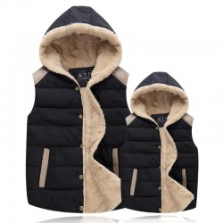 Autumn Winter Fashion Cotton Vest Women Sleeveless Hooded Collar Casual Coat Colete Feminino Waistcoat Wool Lady Vest Outerwear
