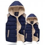 Autumn Winter Fashion Cotton Vest Women Sleeveless Hooded Collar Casual Coat Colete Feminino Waistcoat Wool Lady Vest Outerwear