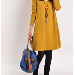 Autumn Winter Fashion Korean Style Women Casual Dress Long Sleeve With Pockets Big Size Bottom Dress