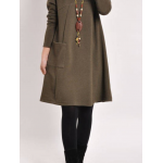 Autumn Winter Fashion Korean Style Women Casual Dress Long Sleeve With Pockets Big Size Bottom Dress