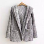 Autumn Winter Fashion Women Fax Far Hooded Coats Mixed Color Outerwears