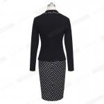 Autumn Winter Vintage Dots Uniform Suits Long Sleeve Elegant Bodycon Pencil Formal Office Wear Women Wear To Work Dresses B246