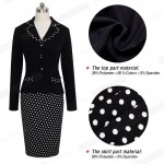Autumn Winter Vintage Dots Uniform Suits Long Sleeve Elegant Bodycon Pencil Formal Office Wear Women Wear To Work Dresses B246