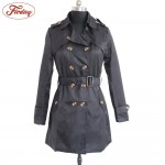 Autumn Winter Women Long Trench Coat Fashion Khaki Black  Cotton Blends Turn-Down Collar Casual Office Trench