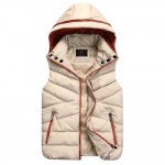 Autumn Winter Women Vest Detachable Cap Cotton Vest Femme Sleeveless Jacket Women Cardigan Waistcoat Size S--3XL