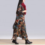 Autumn Witer  Women Dress fashion Plus Size bohemian floral printing Girls patchwork vintage Vestido De Festa Dress