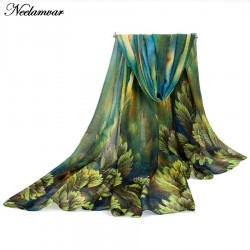 Autumn and Spring scarf women fashion long echarpe leaves printed scarves ladies stoles warm shawls hijab for women
