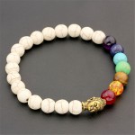 Ayliss 8mm White Stone Black Lava Beads 7 Chakra Healing Balance Buddha bouddha Bracelet Yoga Reiki Prayer Bijoux Mother's Day