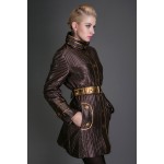 BASIC EDITIONS Winter Cotton Coat Metallic Silk Fabric Fur Collar Women Winter Brown Cotton Jacket - JM07044C026