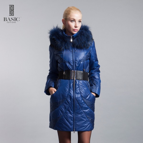 BASIC-EDITIONS Winter Extra Large Fur Collar Down Coat White Duck Feather Women's Down Jacket ZY12069 Free Shipping