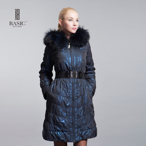 BASIC-EDITIONS Winter New Fashion Women's Fur Hooded Long Parkas Slim Fit Jacket Women Cotton Coat D1096 Free Shipping