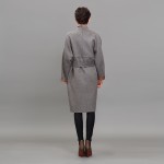 BASIC EDITIONS Women's Fashion Loose Wool Long Coat With Belts Ladies Grey Wool Coat Winter Casual Long Overcoat BW162