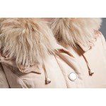 BASIC-EDITIONS winter Slim Hooded fur collar fur cuffs flowers in long down jacket style - 10W-04D